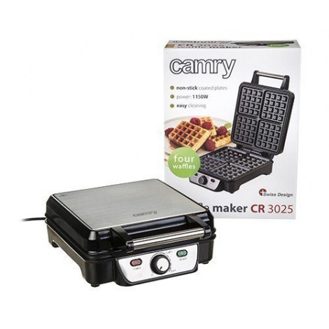 Camry | CR 3025 | Waffle maker | 1150 W | Number of pastry 4 | Belgium | Black/Stainless steel - 6